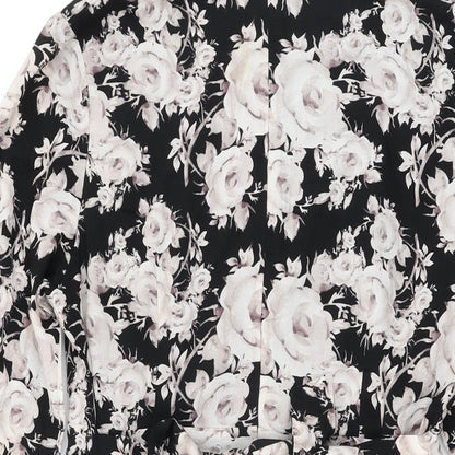 Goldkid Womens Black Floral Polyester Skater Dress Size 12 Round Neck Zip