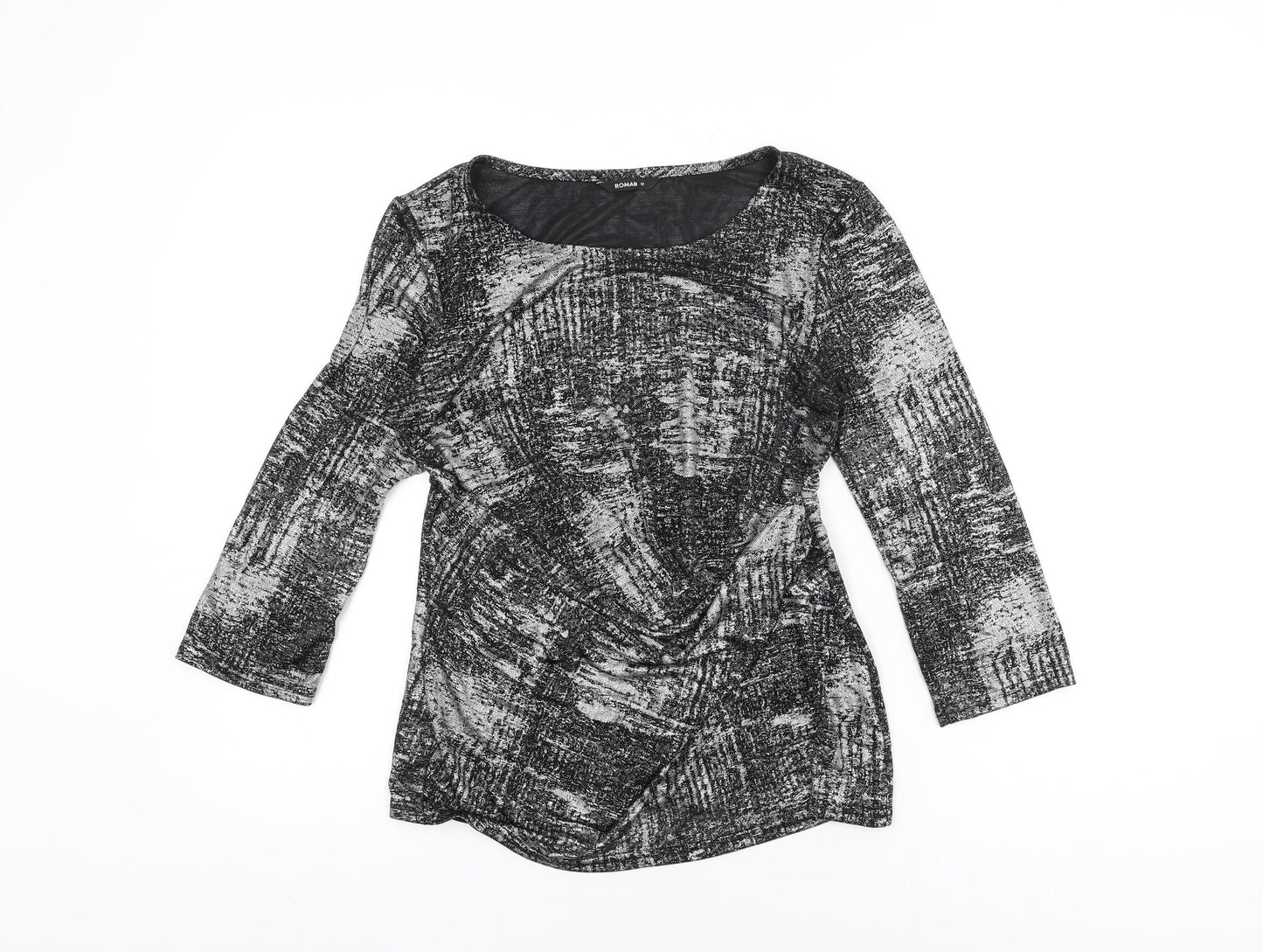 Womens UK Size 12 Roman Black Basic T-Shirt