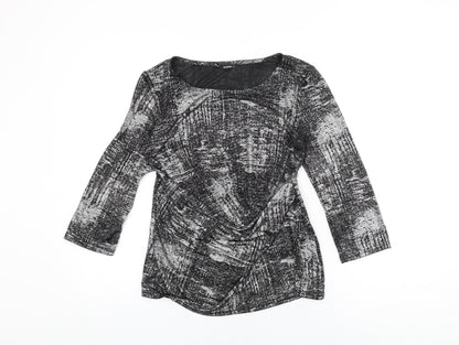 Womens UK Size 12 Roman Black Basic T-Shirt