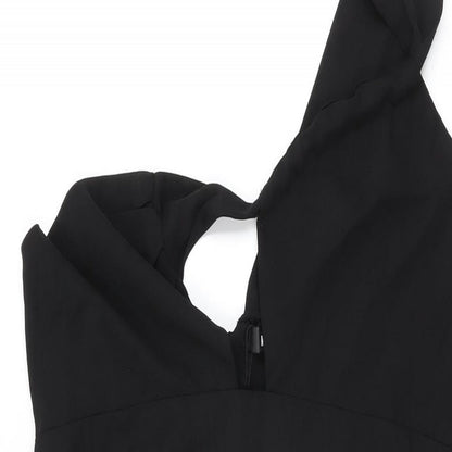 Missguided Womens Black Polyester Shift Size 16 One Shoulder Zip