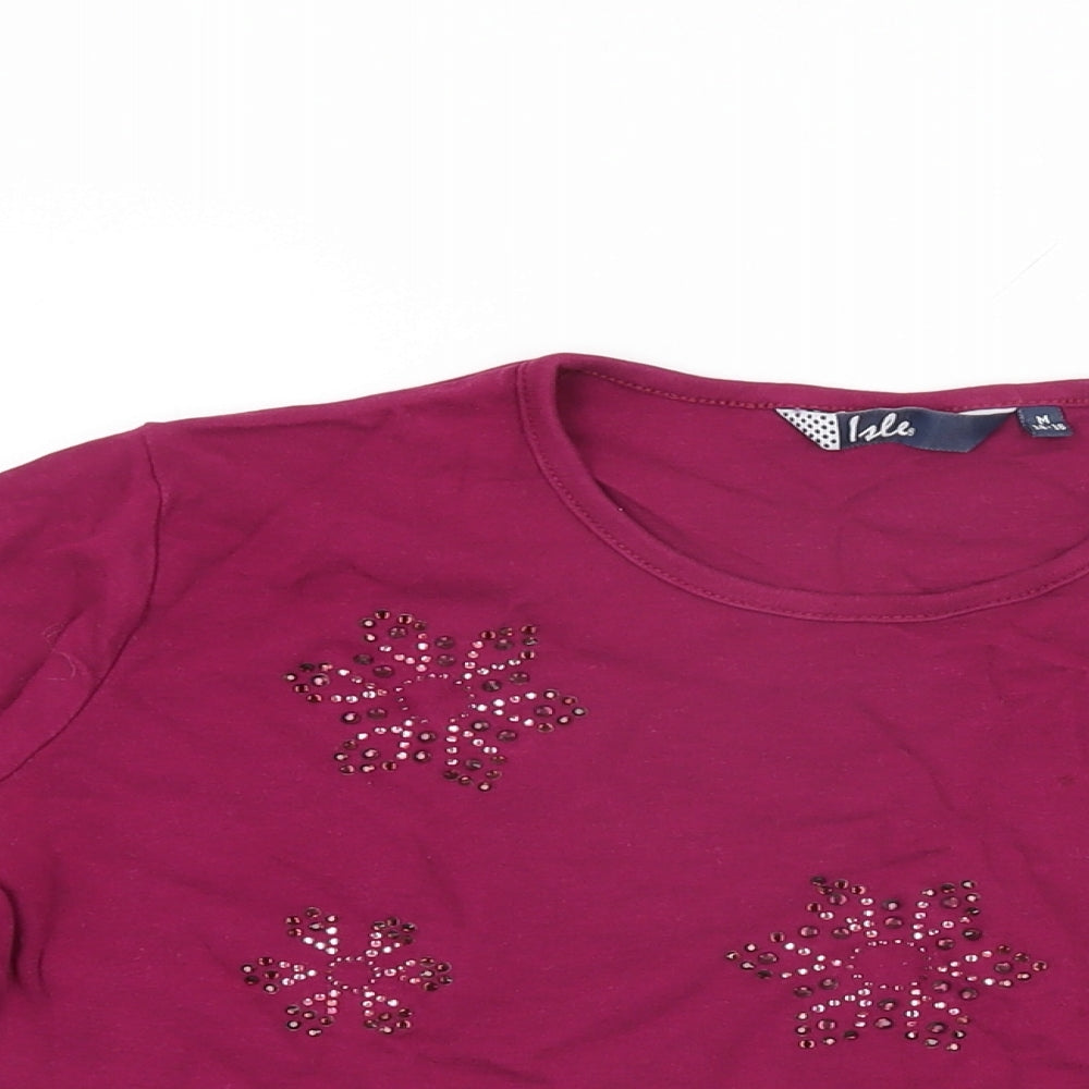 Womens UK Size M Isle Pink Basic T-Shirt