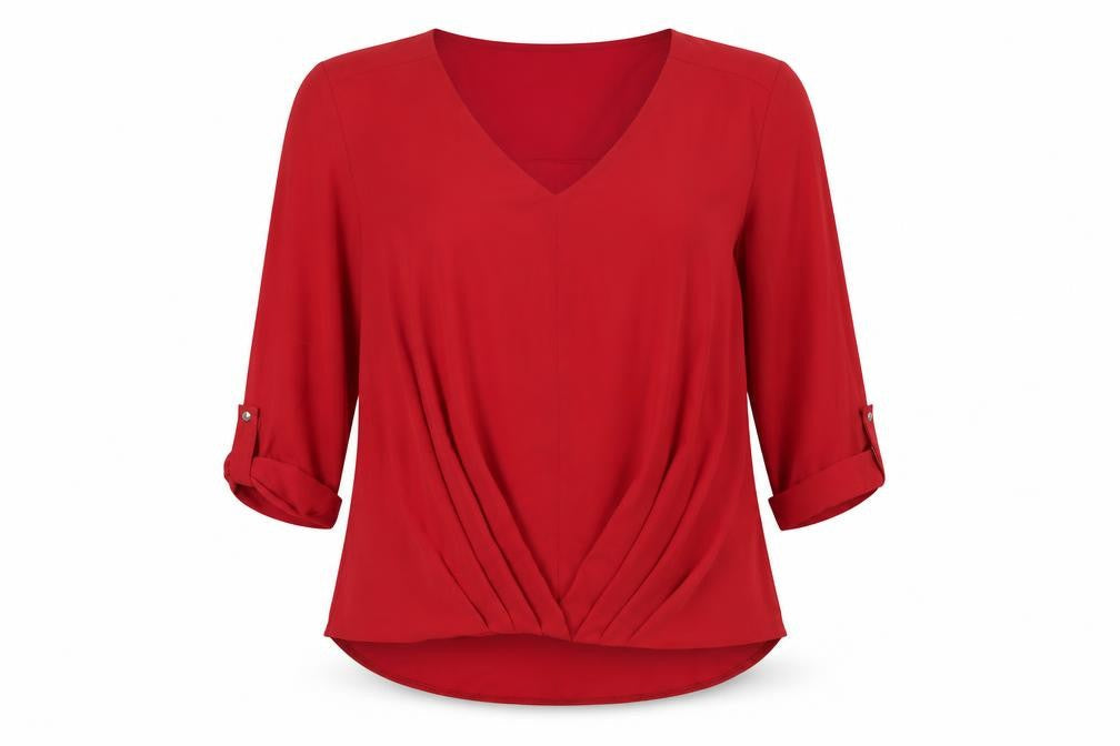 Womens UK Size 12 New Look Red Basic Blouse