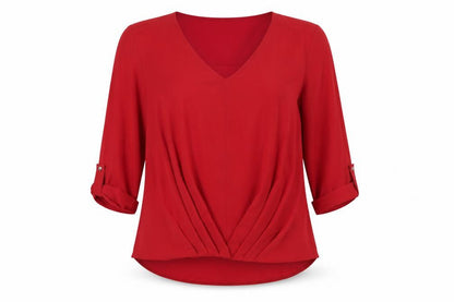 Womens UK Size 12 New Look Red Basic Blouse