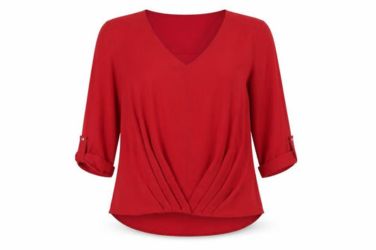 Womens UK Size 12 New Look Red Basic Blouse