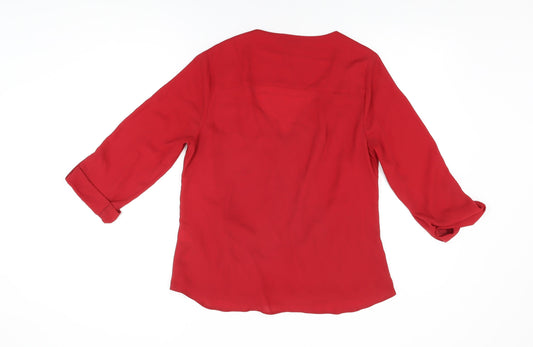 Womens UK Size 12 New Look Red Basic Blouse