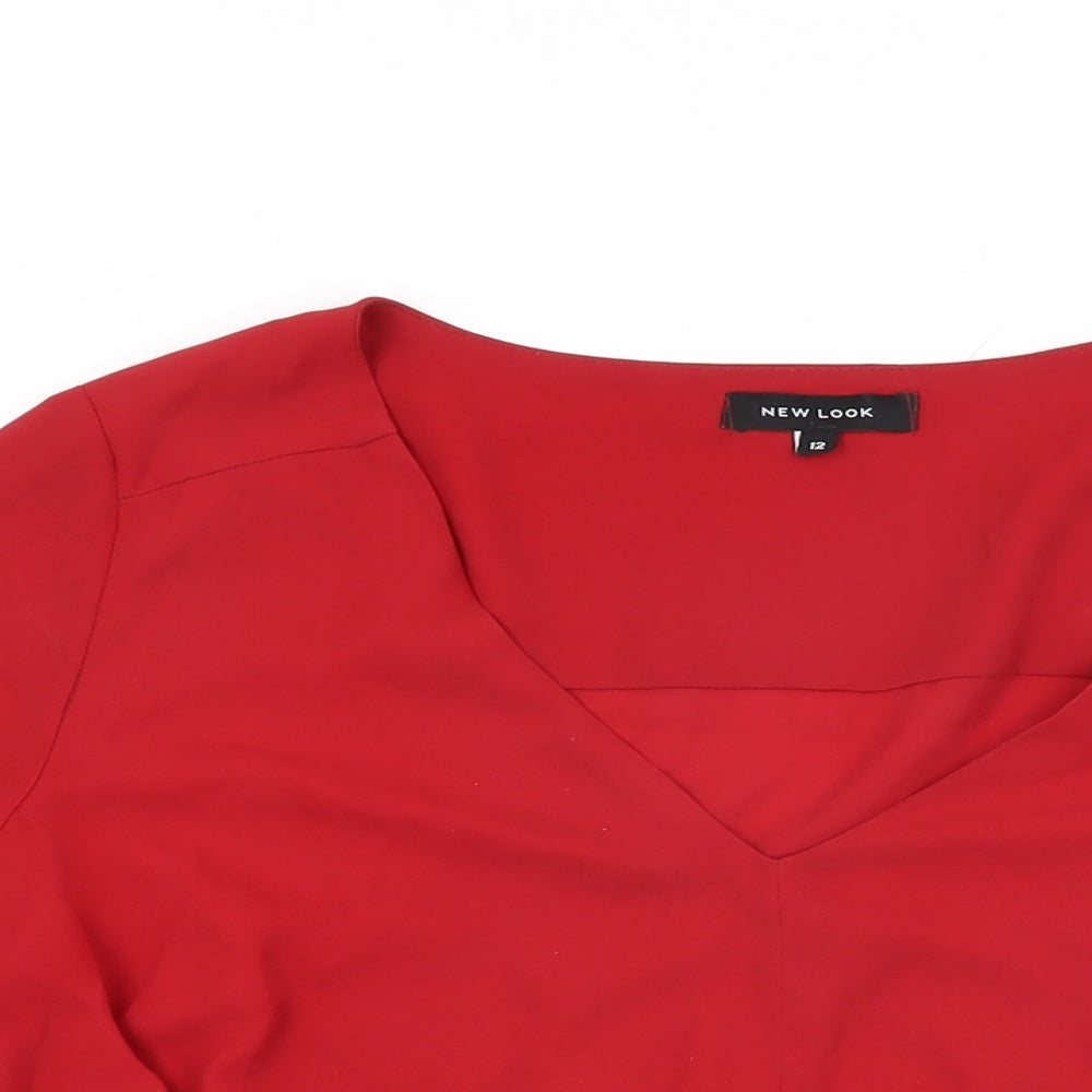 Womens UK Size 12 New Look Red Basic Blouse