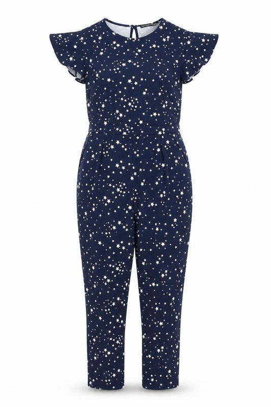 Definitions Womens Blue Geometric Polyester Jumpsuit One-Piece Size 10 L25 in Zip
