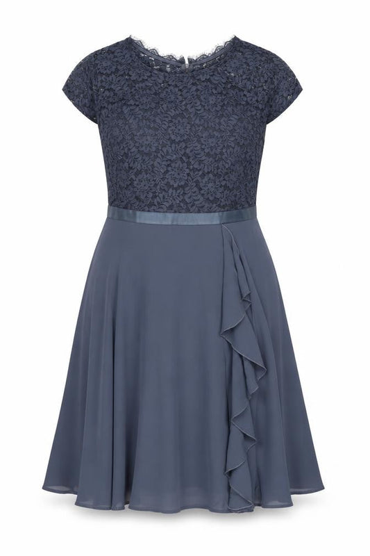 Miusol Womens Blue Floral Polyester A-Line Size 2XL Round Neck Zip
