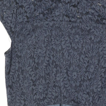 Miusol Womens Blue Floral Polyester A-Line Size 2XL Round Neck Zip