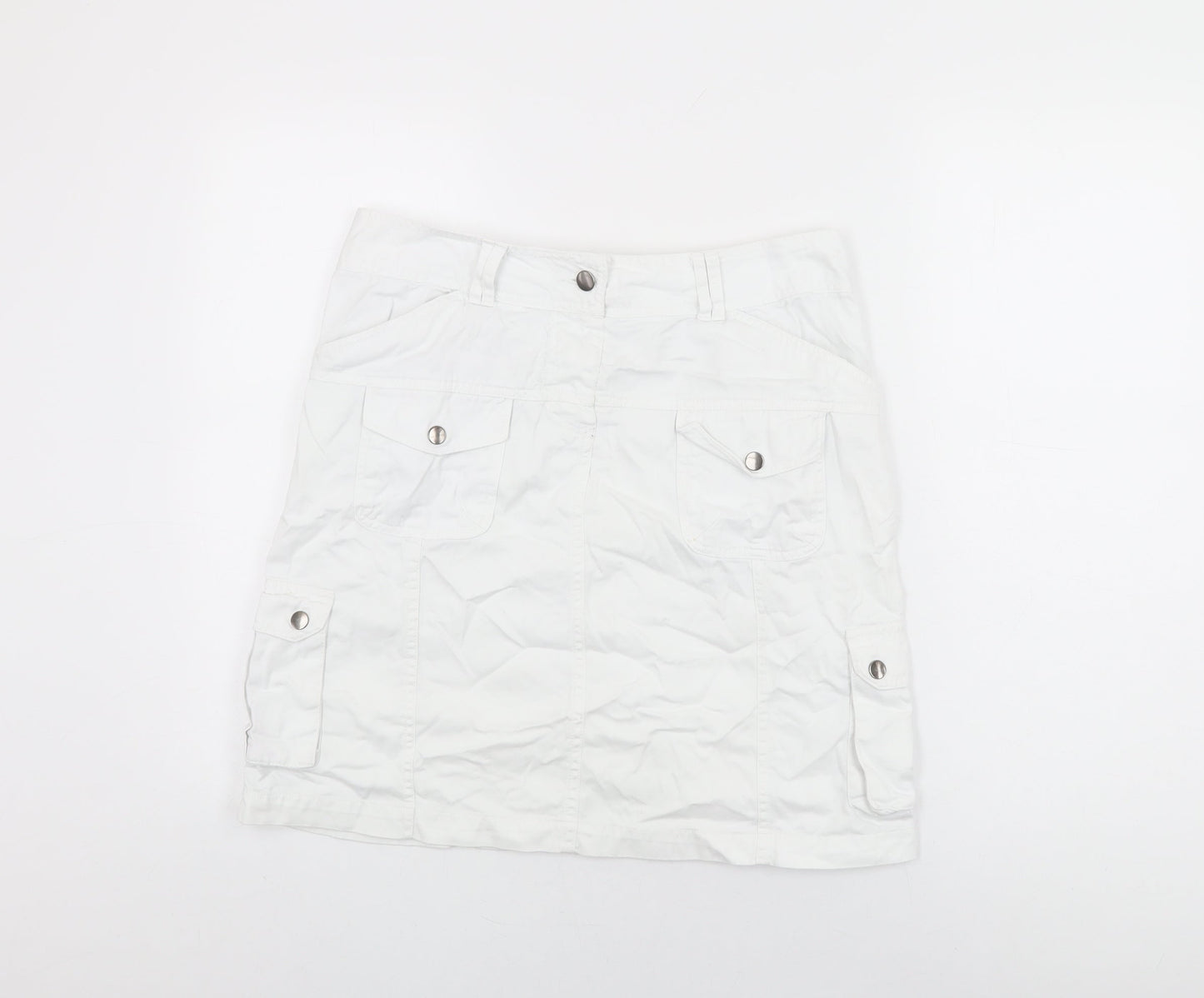 Papaya Womens White Cotton A-Line Skirt Size 12 Zip