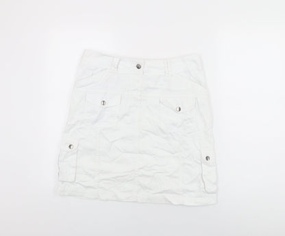 Papaya Womens White Cotton A-Line Skirt Size 12 Zip