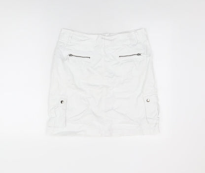Papaya Womens White Cotton A-Line Skirt Size 12 Zip