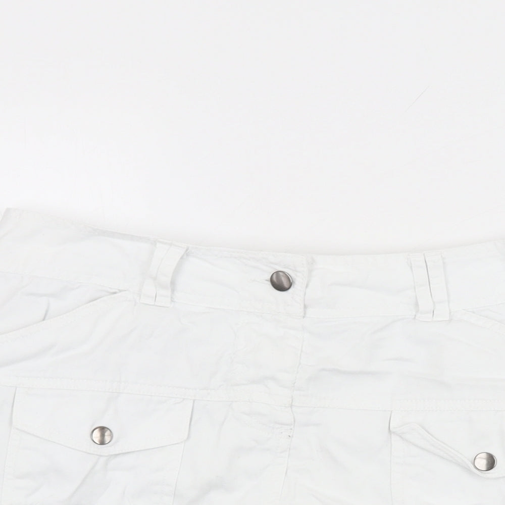 Papaya Womens White Cotton A-Line Skirt Size 12 Zip