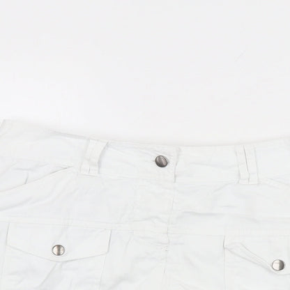 Papaya Womens White Cotton A-Line Skirt Size 12 Zip