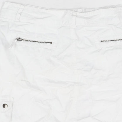 Papaya Womens White Cotton A-Line Skirt Size 12 Zip