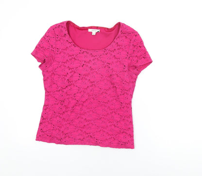 Womens UK Size M Precis Pink Basic T-Shirt
