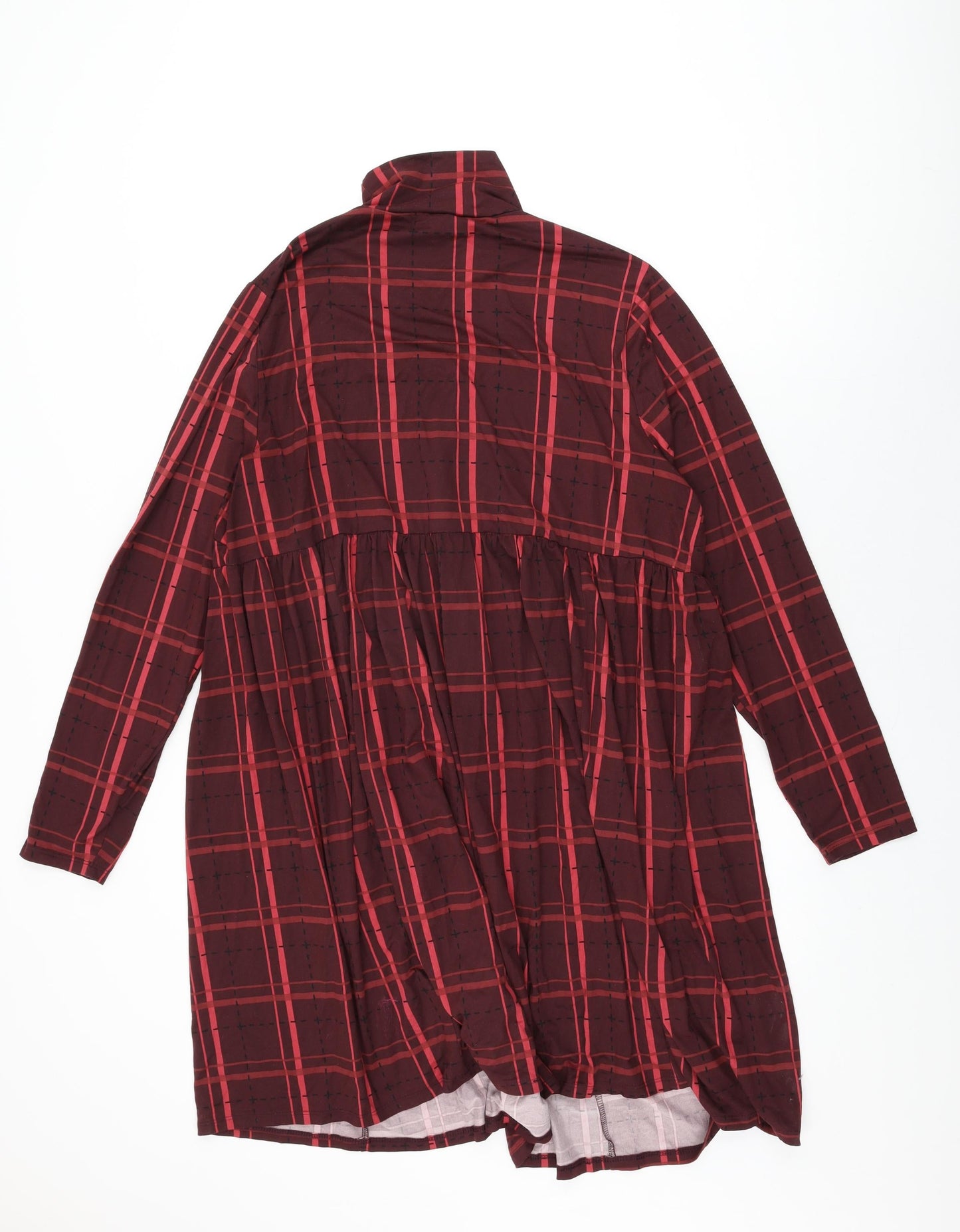Simply Be Womens Red Plaid Polyester Shift Size 18 High Neck Pullover
