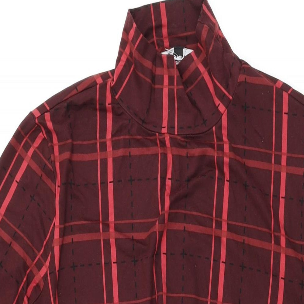 Simply Be Womens Red Plaid Polyester Shift Size 18 High Neck Pullover