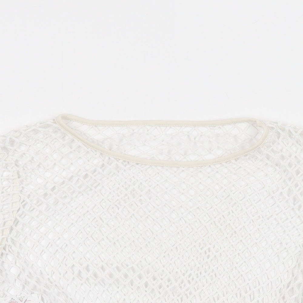 Womens UK Size 12 New Look White Cropped T-Shirt