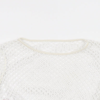 Womens UK Size 12 New Look White Cropped T-Shirt