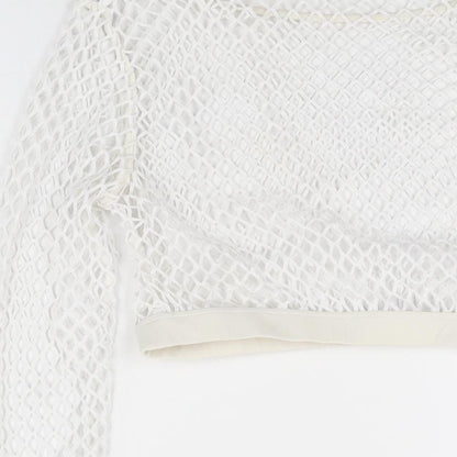 Womens UK Size 12 New Look White Cropped T-Shirt