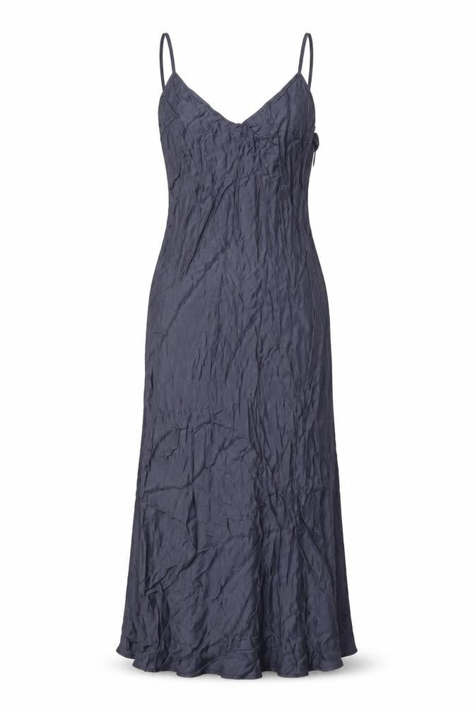 Zara Womens Blue Polyester Slip Dress Size L V-Neck Zip