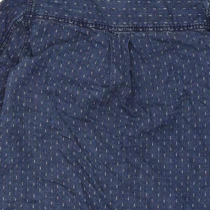 Mango Womens Blue Geometric Cotton Shift Size S Collared Snap
