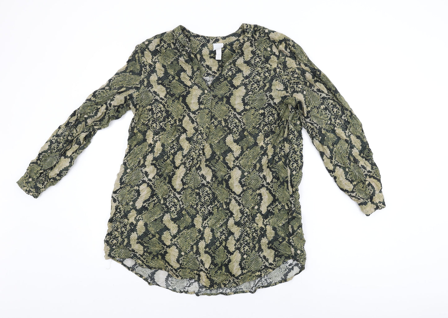 Womens UK Size 6 H&M Green Basic T-Shirt