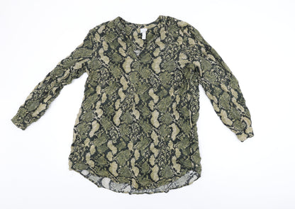 Womens UK Size 6 H&M Green Basic T-Shirt