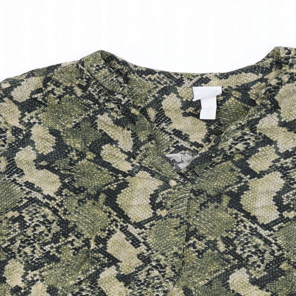 Womens UK Size 6 H&M Green Basic T-Shirt