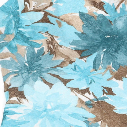 M&Co Womens Blue Floral Polyester Basic T-Shirt Size 14 V-Neck