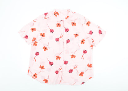 Womens UK Size 16 Marks and Spencer Pink Basic Button-Up