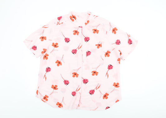 Womens UK Size 16 Marks and Spencer Pink Basic Button-Up