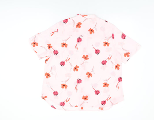 Womens UK Size 16 Marks and Spencer Pink Basic Button-Up