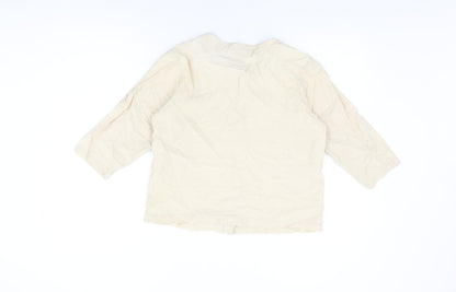 Orvis Womens Beige Cotton Basic Button-Up Size 6 Round Neck