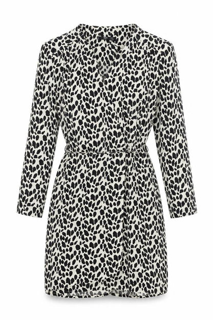 Mango Womens White Geometric Polyester Wrap Dress Size S V-Neck Pullover