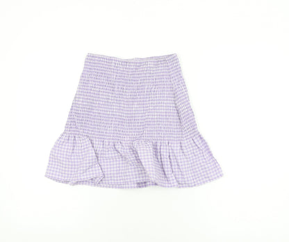 H&M Womens Purple Geometric Cotton Mini Skirt Size XS