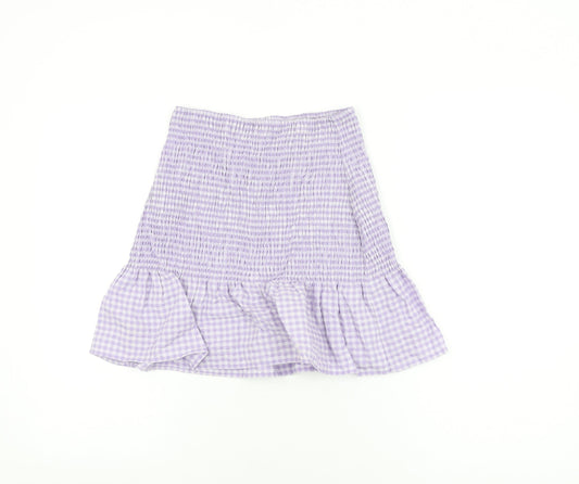 H&M Womens Purple Geometric Cotton Mini Skirt Size XS