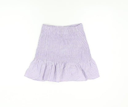 H&M Womens Purple Geometric Cotton Mini Skirt Size XS