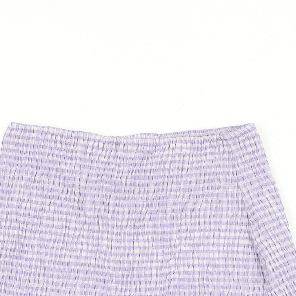 H&M Womens Purple Geometric Cotton Mini Skirt Size XS