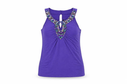Julien Macdonald Womens Purple Viscose Basic T-Shirt Size 12 Round Neck