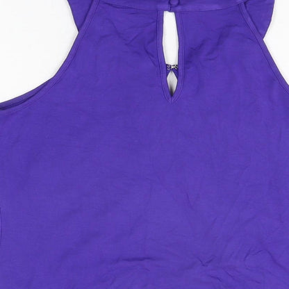 Julien Macdonald Womens Purple Viscose Basic T-Shirt Size 12 Round Neck