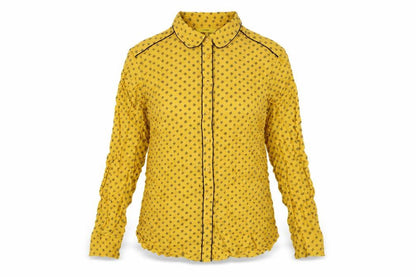 Next Womens Yellow Geometric Modal Basic Button-Up Size 12 Collared