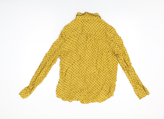 NEXT Womens Yellow Geometric Modal Basic Button-Up Size 12 Collared