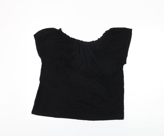 M&Co Womens Black Viscose Basic T-Shirt Size 18 Round Neck