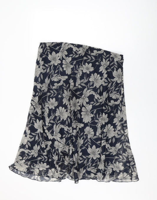 Isle Womens Blue Floral Polyester Swing Skirt Size 20