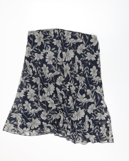 Isle Womens Blue Floral Polyester Swing Skirt Size 20