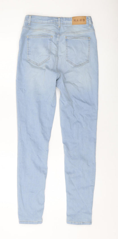 NA-KD Womens Blue Cotton Skinny Jeans Size 12 L28 in Regular Button