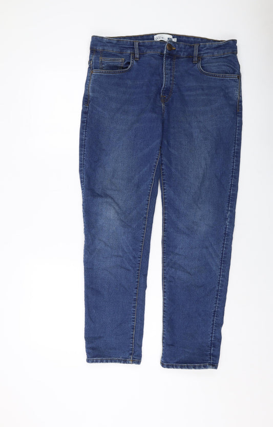 Easy Mens Blue Cotton Straight Jeans Size 36 in L30 in Regular Button