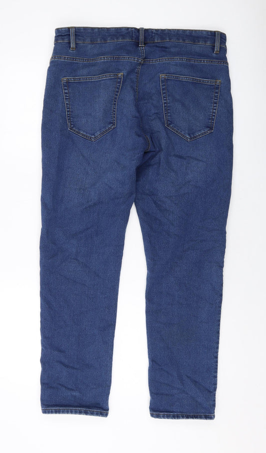 Easy Mens Blue Cotton Straight Jeans Size 36 in L30 in Regular Button